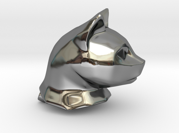 Cat Head Charm by Puybaret in Fine Detail Polished Silver