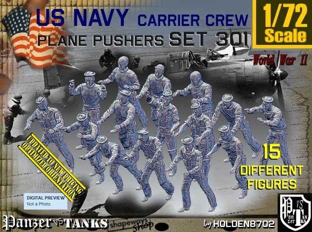 1/72 USN Carrier Deck Pushers Set301 in Tan Fine Detail Plastic