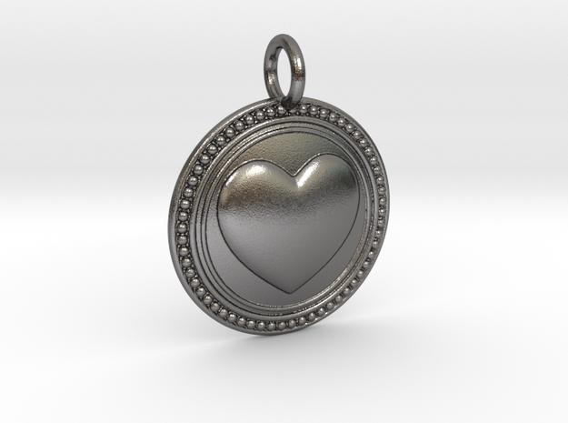 NewCompassionHeart in Polished Nickel Steel
