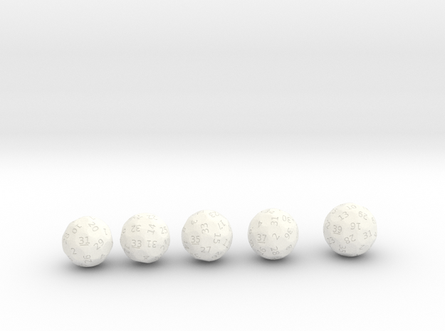 d31 through 39 oddball dice in White Processed Versatile Plastic