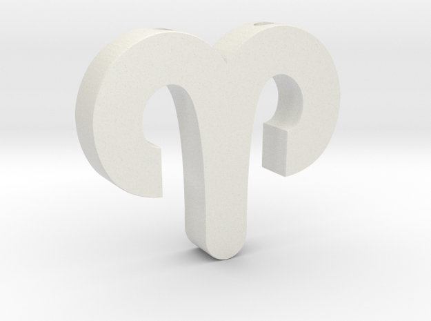 Aries Symbol Pendant in White Natural Versatile Plastic