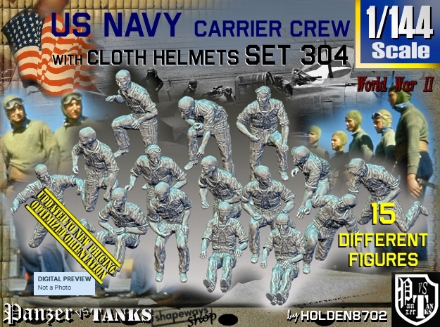 1/144 USN Carrier Deck Crew Set304 in Tan Fine Detail Plastic