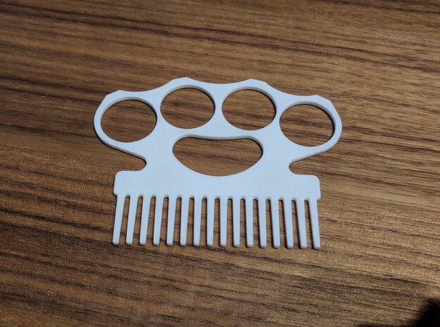 Brass Knuckle Comb/Beard Comb (inward teeth) in Polished Gold Steel
