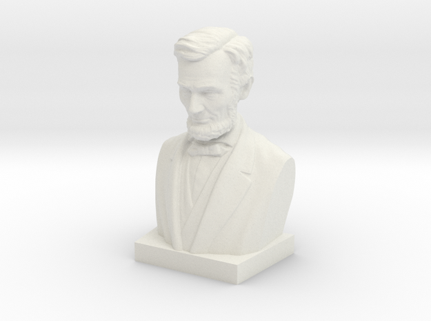 Abraham Lincoln Bust in White Natural Versatile Plastic