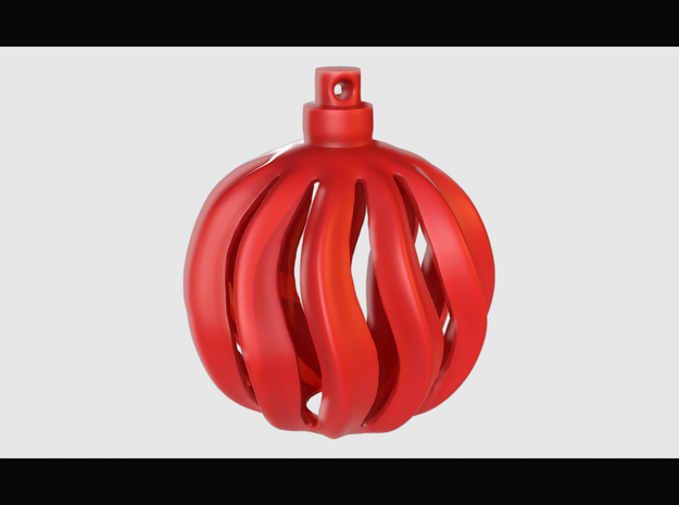 Christmas Bauble Wavy in Red Processed Versatile Plastic