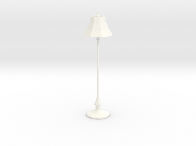 Miniature Dollhouse Floor Lamp 'Finer Fare' in White Processed Versatile Plastic: 1:12
