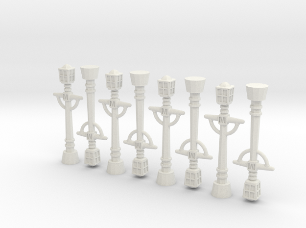 8x Victorian Streetlights in White Natural Versatile Plastic