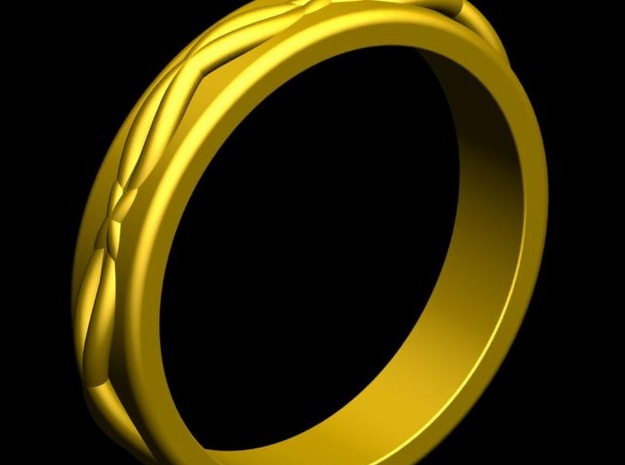 Woven Ring Thick in Polished Gold Steel