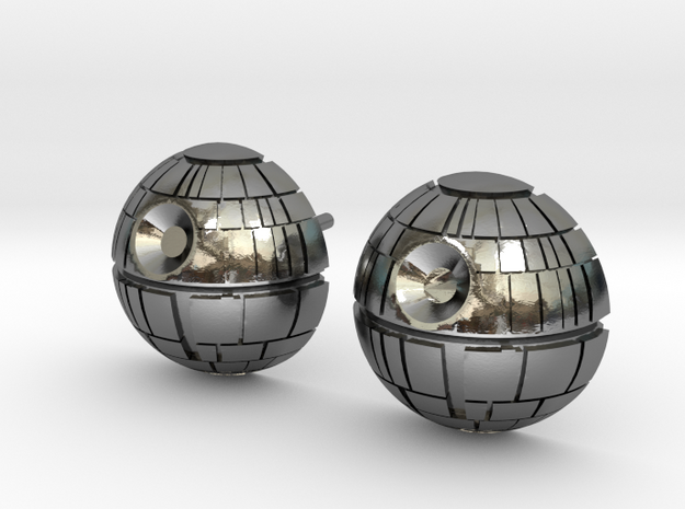 Death Star Studs in Polished Silver
