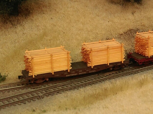 Lumber Load N Scale: 40' Flat Car in Smooth Fine Detail Plastic