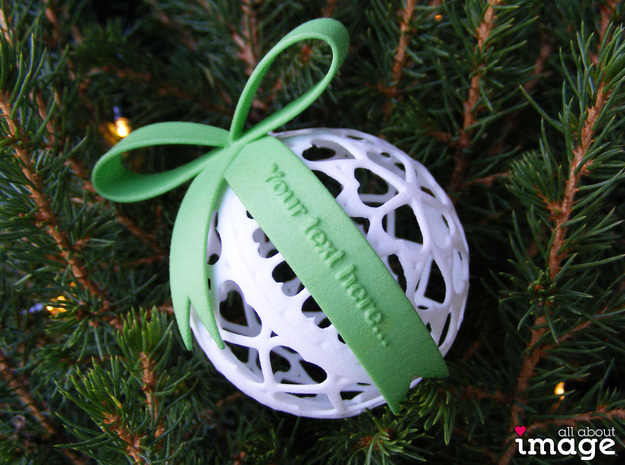 Personalized Bow for Chrismas Ornaments  in Green Processed Versatile Plastic
