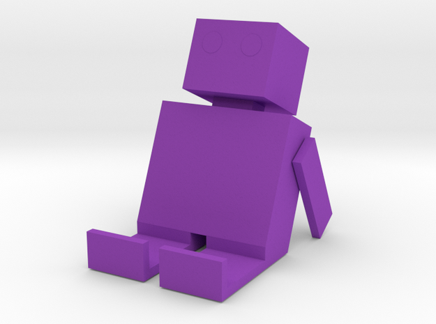 Square Man Phone Stand in Purple Processed Versatile Plastic