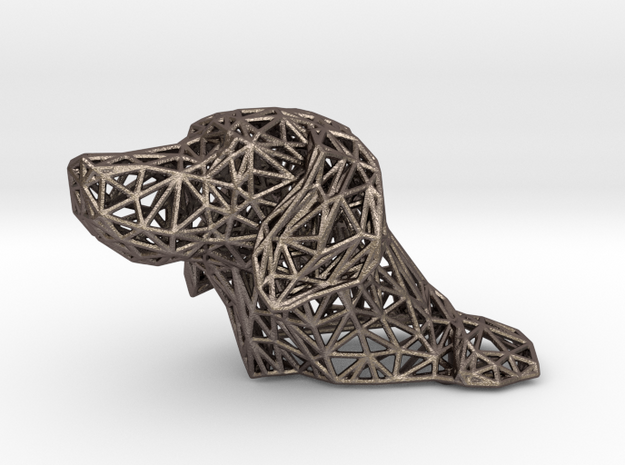 Polygon dog head in Polished Bronzed Silver Steel