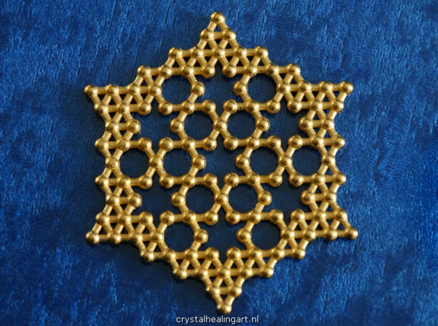 Merkaba Koch Fractal Snowflake in Polished Gold Steel