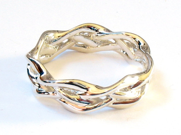 'Swoop' Braid Ring, size 8.25 in Fine Detail Polished Silver