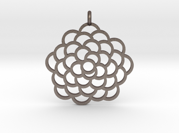 Fibonacci Pinecone Pendant in Polished Bronzed Silver Steel