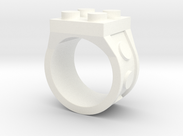 Brick 4 Stud Ring - Size 9  in White Processed Versatile Plastic