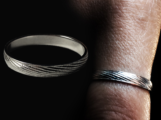 SculptedTwisted Ring in Rhodium Plated Brass