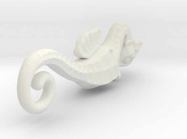 Seahorse in White Natural Versatile Plastic