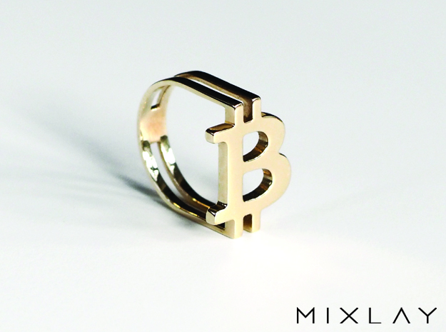Bitcoin Ring 18 in Polished Brass