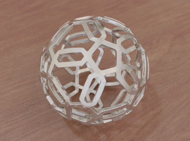 Pentagon Pattern Sphere in White Natural Versatile Plastic: Medium