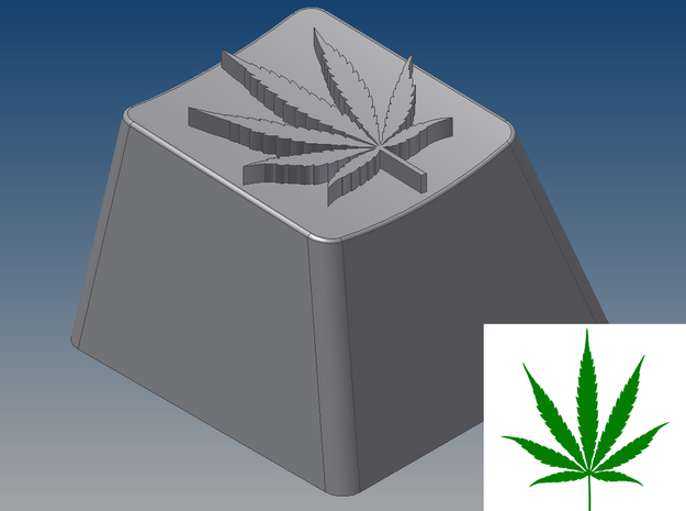 Marijuana Leaf Keycap (R4, 1x1) in White Natural Versatile Plastic