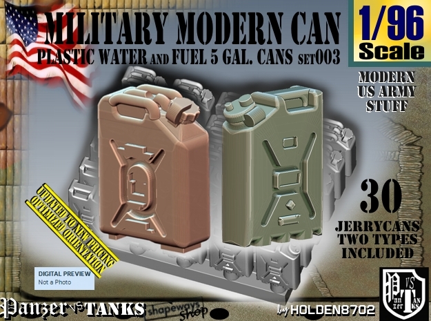 1/96 Modern Military FUEL+WATER Can Set003 in Tan Fine Detail Plastic