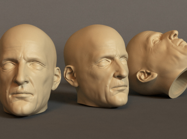 Generic Male Head 1/6 scale figure - Variant 07 in White Natural Versatile Plastic: Small