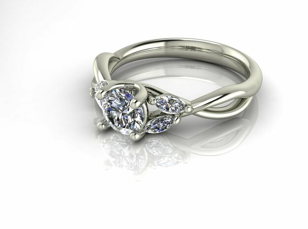 Crossover Solitaire with Marquise NO STONES SUPPLI in Fine Detail Polished Silver
