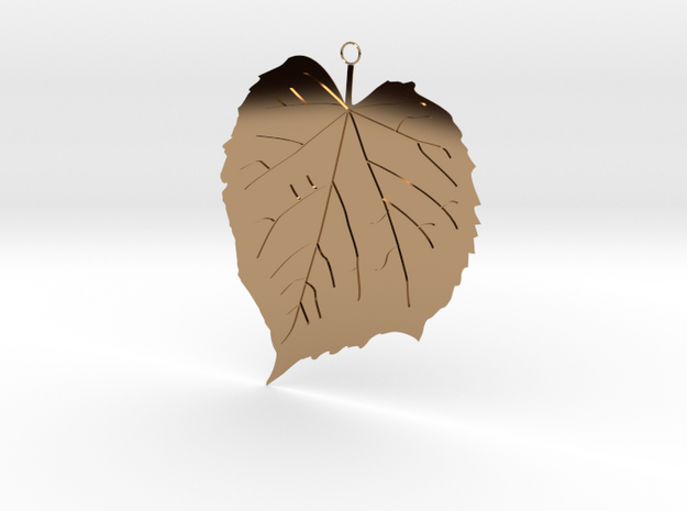Elm Leaf Pendant in Polished Brass