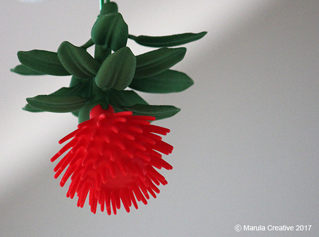 Pohutukawa flower (Christmas tree of New Zealand) in Red Processed Versatile Plastic