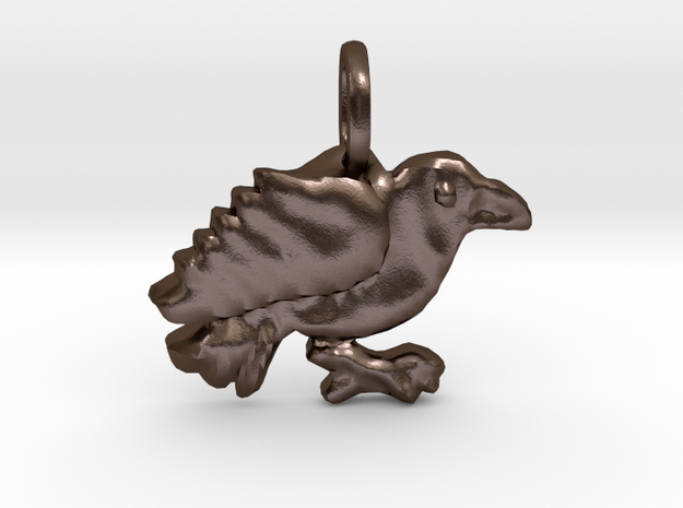 Raven Pendant in Polished Bronze Steel