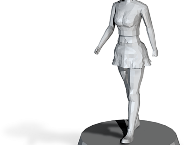 Girl in Skirt Walking in Tan Fine Detail Plastic