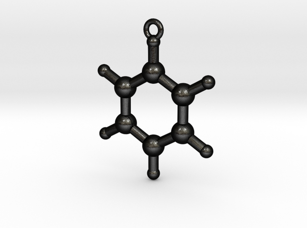 Benzen Molecule Pendant. 2 Sizes. in Matte Black Steel: Medium