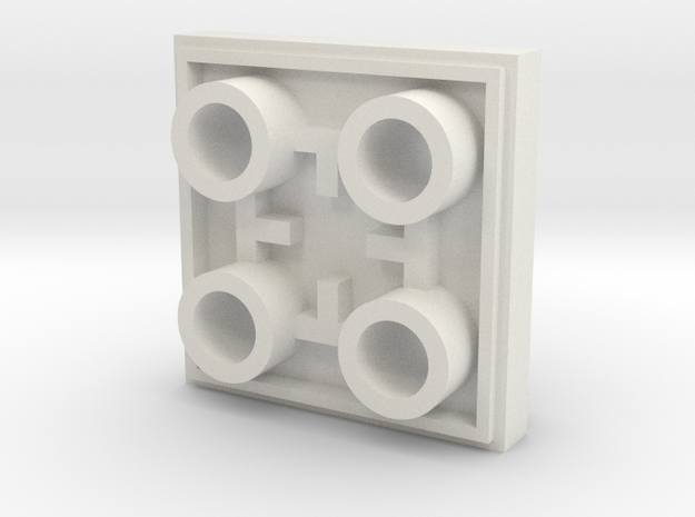 double sided 2x2 plate - Lego compatible in White Natural Versatile Plastic