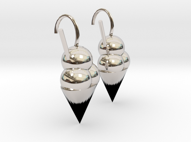 Icecream earrings  in Rhodium Plated Brass