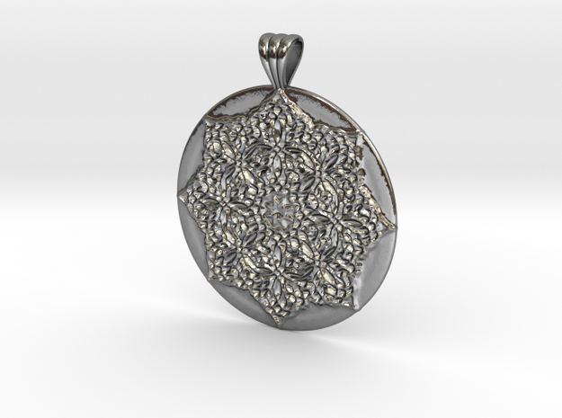 Victorian Medallion with scalloped bail in Polished Silver