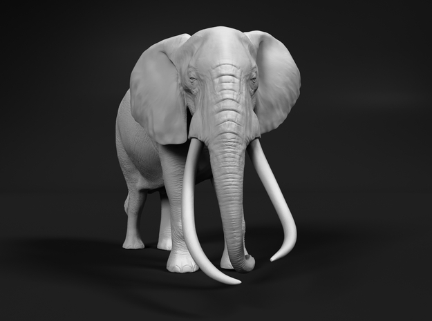 African Bush Elephant 1:48 Tusker Bull Satao in White Natural Versatile Plastic