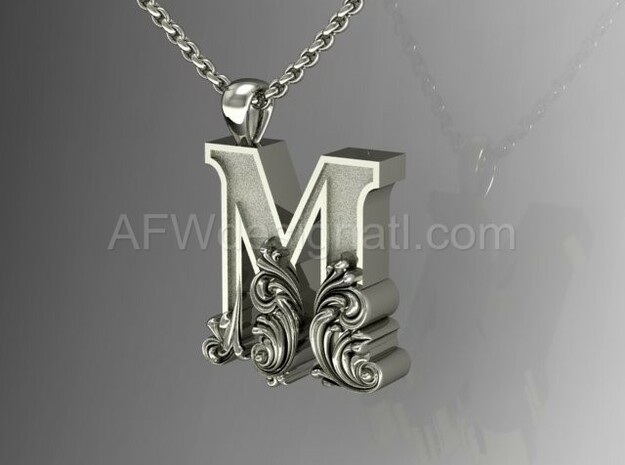 Scroll Letter M – Initial Letter Pendant