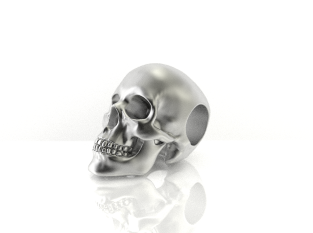 Human Skull Pendant in Polished Bronzed Silver Steel