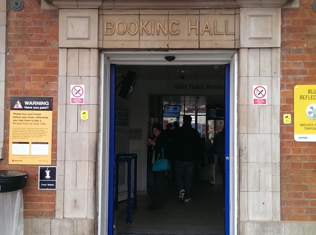 Stone door Surround with BOOKING HALL lettering in Tan Fine Detail Plastic