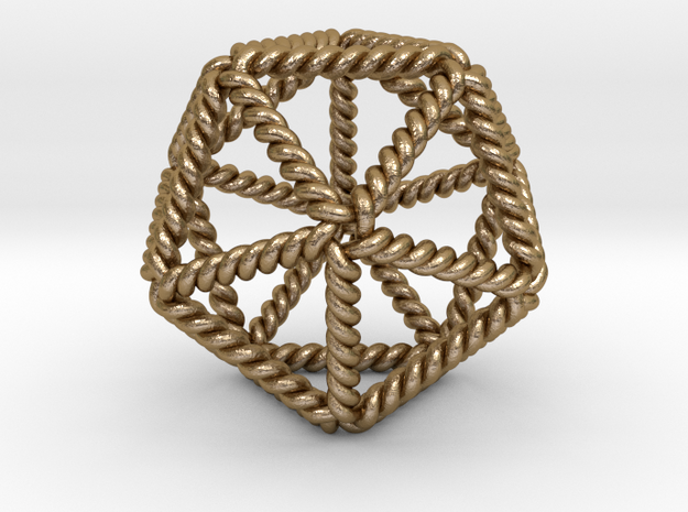 Twisted Icosahedron LH 2" in Polished Gold Steel