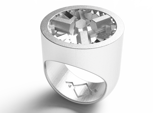 crystal genesys signet ring in Polished Nickel Steel: 7 / 54