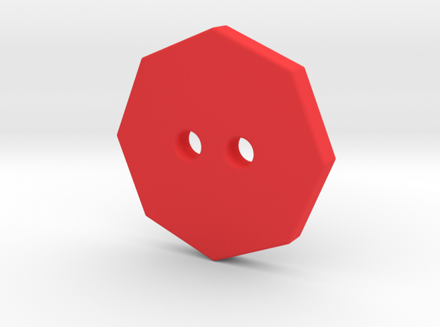 Octagonal Button 2 in Red Processed Versatile Plastic