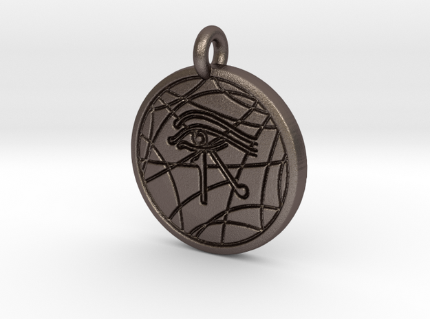 Stargate Eye of Ra pendant / necklace in Polished Bronzed Silver Steel