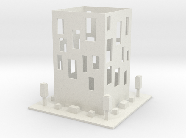 cube Building in White Natural Versatile Plastic: Medium