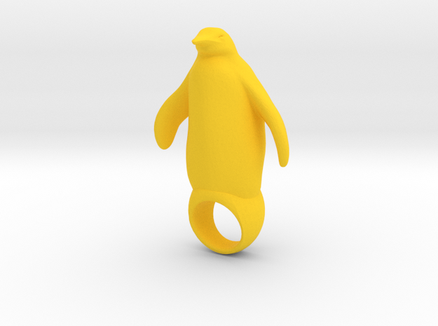 silly big penguin ring SIZE 8 in Yellow Processed Versatile Plastic