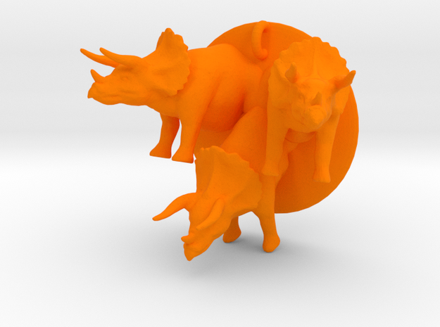 large triceratops pendant in Orange Processed Versatile Plastic
