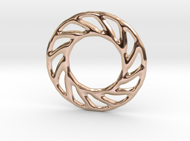 Soft spiral mandala shape for earrings or pendant in 14k Rose Gold Plated Brass