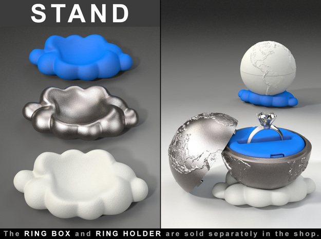 CLOUD STAND to the "Earth Planet Ring Box" in White Processed Versatile Plastic
